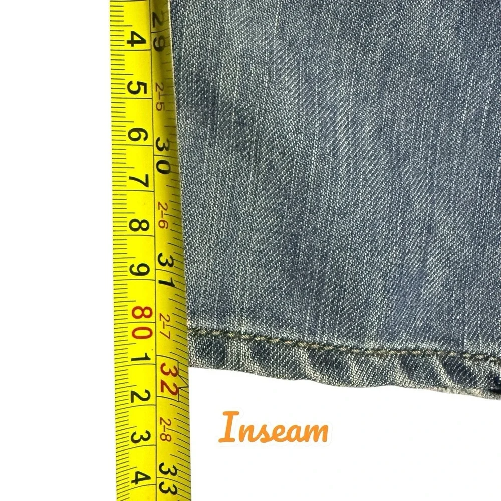 Levi's 514 Men's 38x32 Distressed Blue Denim Slim Straight Worn Fade Button-Flap